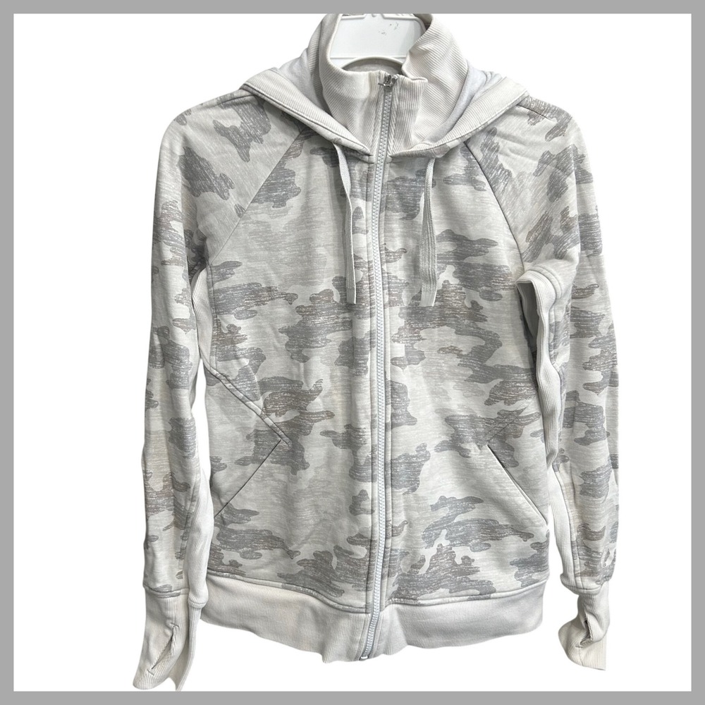 Athleta Women's Camo Full Zip Hoodie Jacket Thumbholes Athletic Size Small